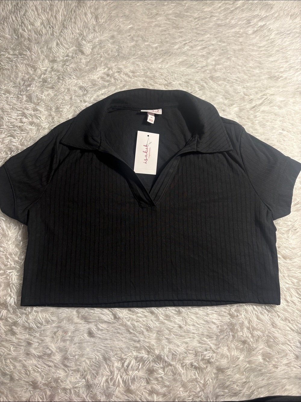 NWT Isabel By Ingrid+Isabel Black Short Sleeve Ribbed Top Size M Maternity